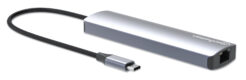 Manhattan USB-C dock/hub, poorten (6): Ethernet, HDMI, USB-A (3×) en USB-C, met Power Delivery (PD) 100 W - vereist een externe USB-C-lader (niet inbegrepen). USB-gevoed (geen externe voeding vereist) wanneer PD niet wordt gebruikt - Afbeelding 3
