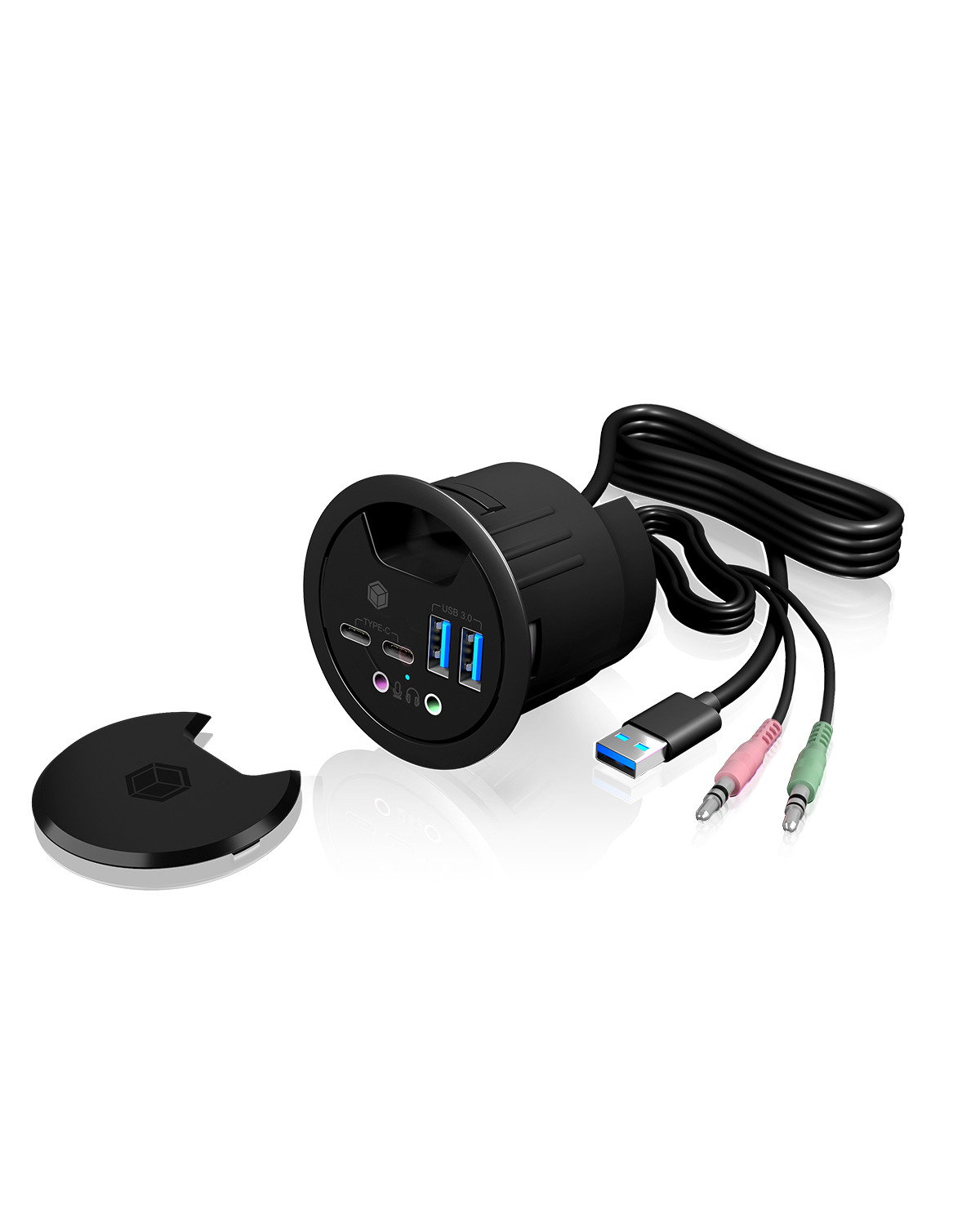 ICY BOX IB-HUB1403B wandcontactdoos Antraciet - Afbeelding 2