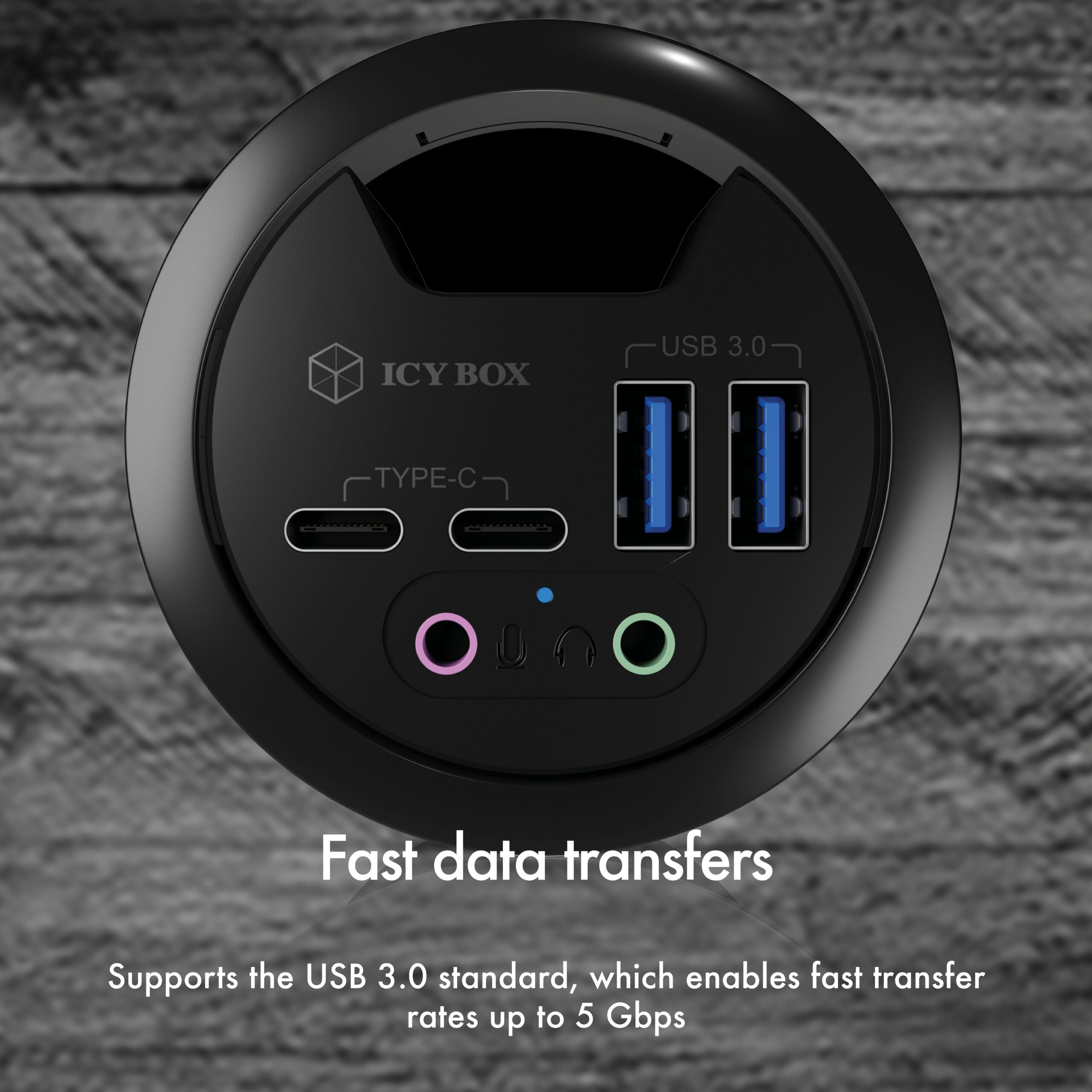 ICY BOX IB-HUB1403B wandcontactdoos Antraciet - Afbeelding 4