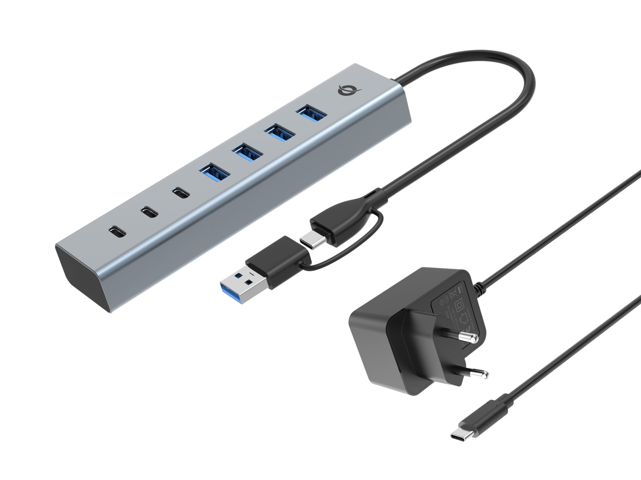 Conceptronic HUBBIES20GP interface hub USB 3.2 Gen 1 (3.1 Gen 1) Type-C 5000 Mbit/s Grijs - Afbeelding 2