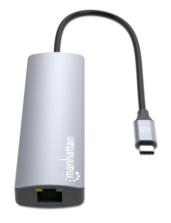 Manhattan USB-C dock/hub met kaartlezer, poorten (5): Ethernet, HDMI, USB-A (2×) en USB-C, met Power Delivery (PD) 100 W - vereist een externe USB-C-lader (niet inbegrepen). USB-gevoed (geen externe voeding vereist) wanneer PD niet wordt gebruikt - Afbeelding 11