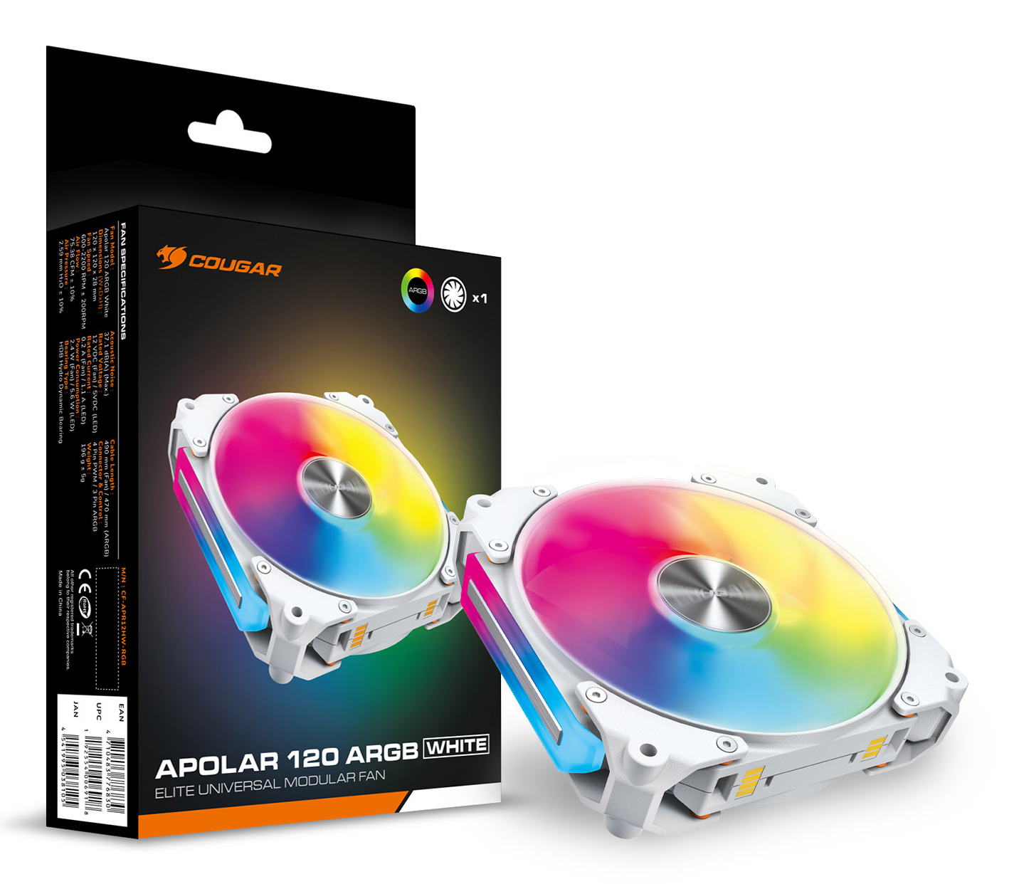 COUGAR Gaming CF-APR12HW-RGB Computer behuizing Ventilator 12 cm Wit 1 stuk(s) - Afbeelding 10