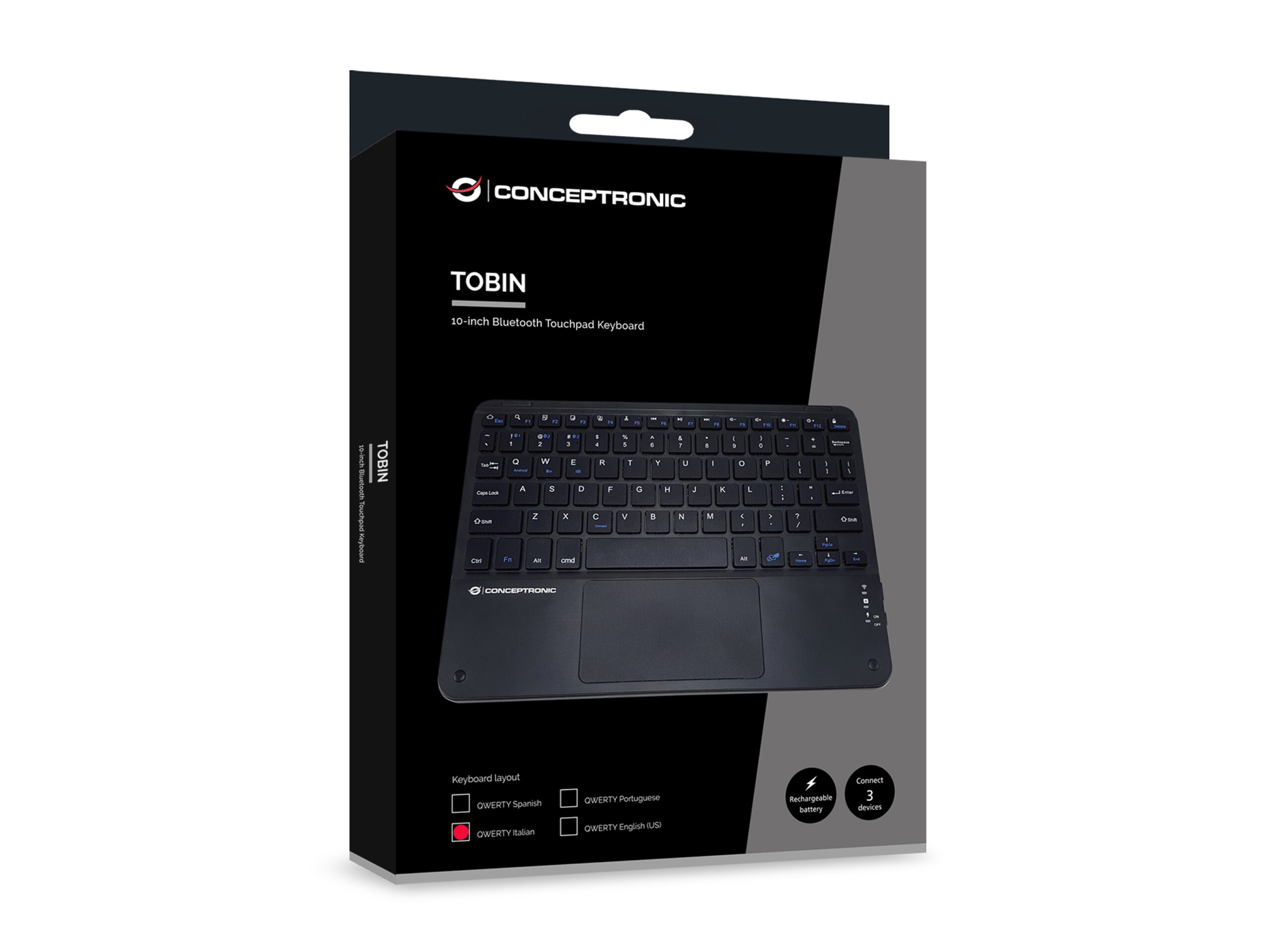 Conceptronic TOBIN01BIT toetsenbord Universeel Bluetooth QWERTY Italiaans Zwart - Afbeelding 7