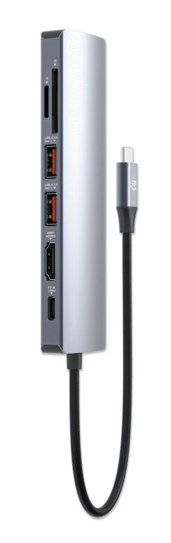 Manhattan USB-C dock/hub met kaartlezer, poorten (5): Ethernet, HDMI, USB-A (2×) en USB-C, met Power Delivery (PD) 100 W - vereist een externe USB-C-lader (niet inbegrepen). USB-gevoed (geen externe voeding vereist) wanneer PD niet wordt gebruikt - Afbeelding 7