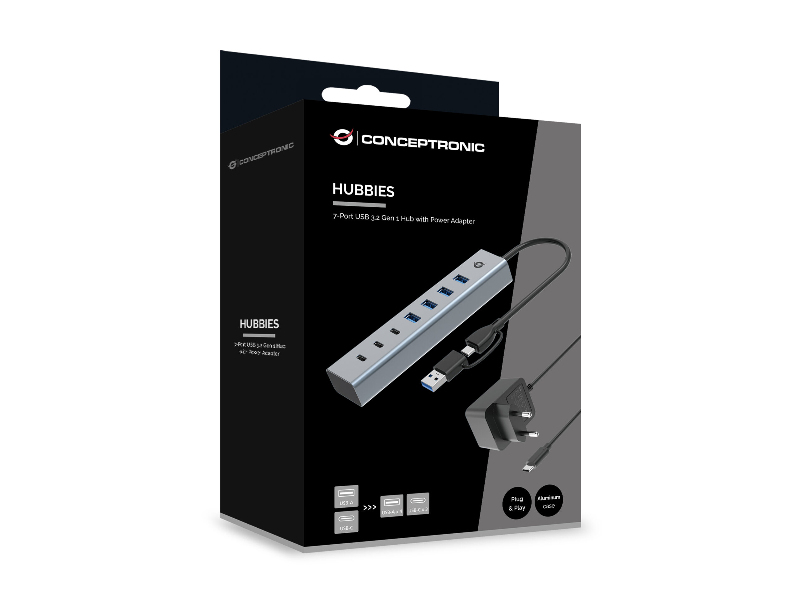 Conceptronic HUBBIES20GP interface hub USB 3.2 Gen 1 (3.1 Gen 1) Type-C 5000 Mbit/s Grijs - Afbeelding 6