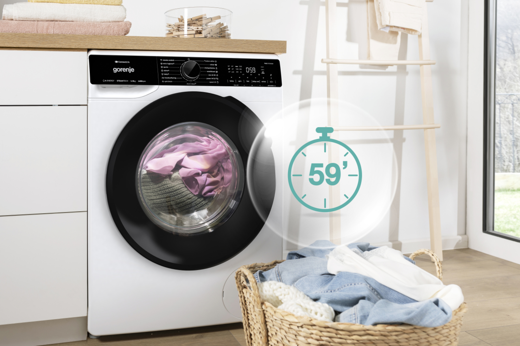 Gorenje W1PNA84ATSWIFI3 wasmachine Voorbelading 8 kg 1400 RPM Wit - Afbeelding 19