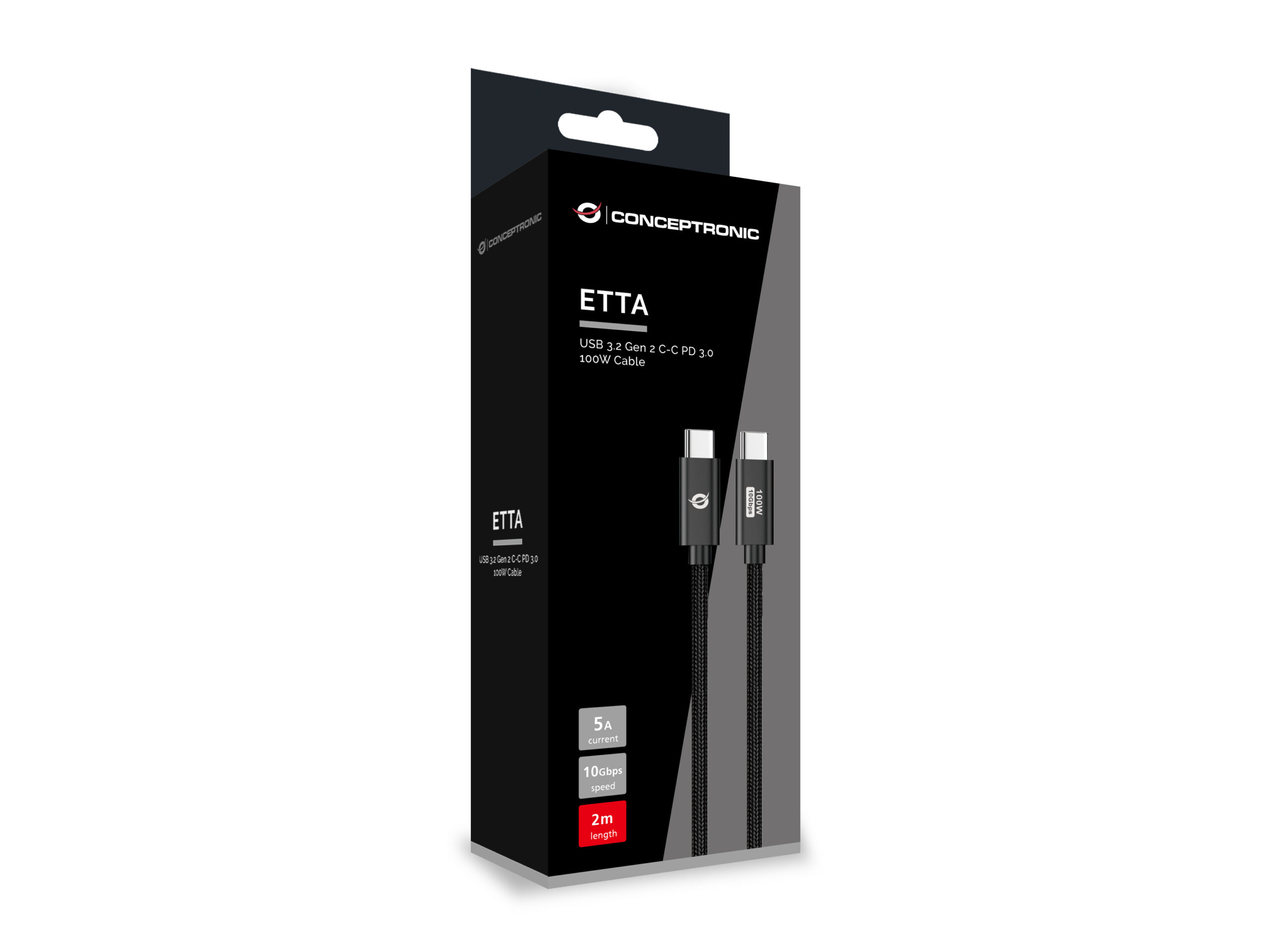 Conceptronic ETTA02B20 USB-kabel USB 3.2 Gen 2 (3.1 Gen 2) 2 m USB C Zwart - Afbeelding 5
