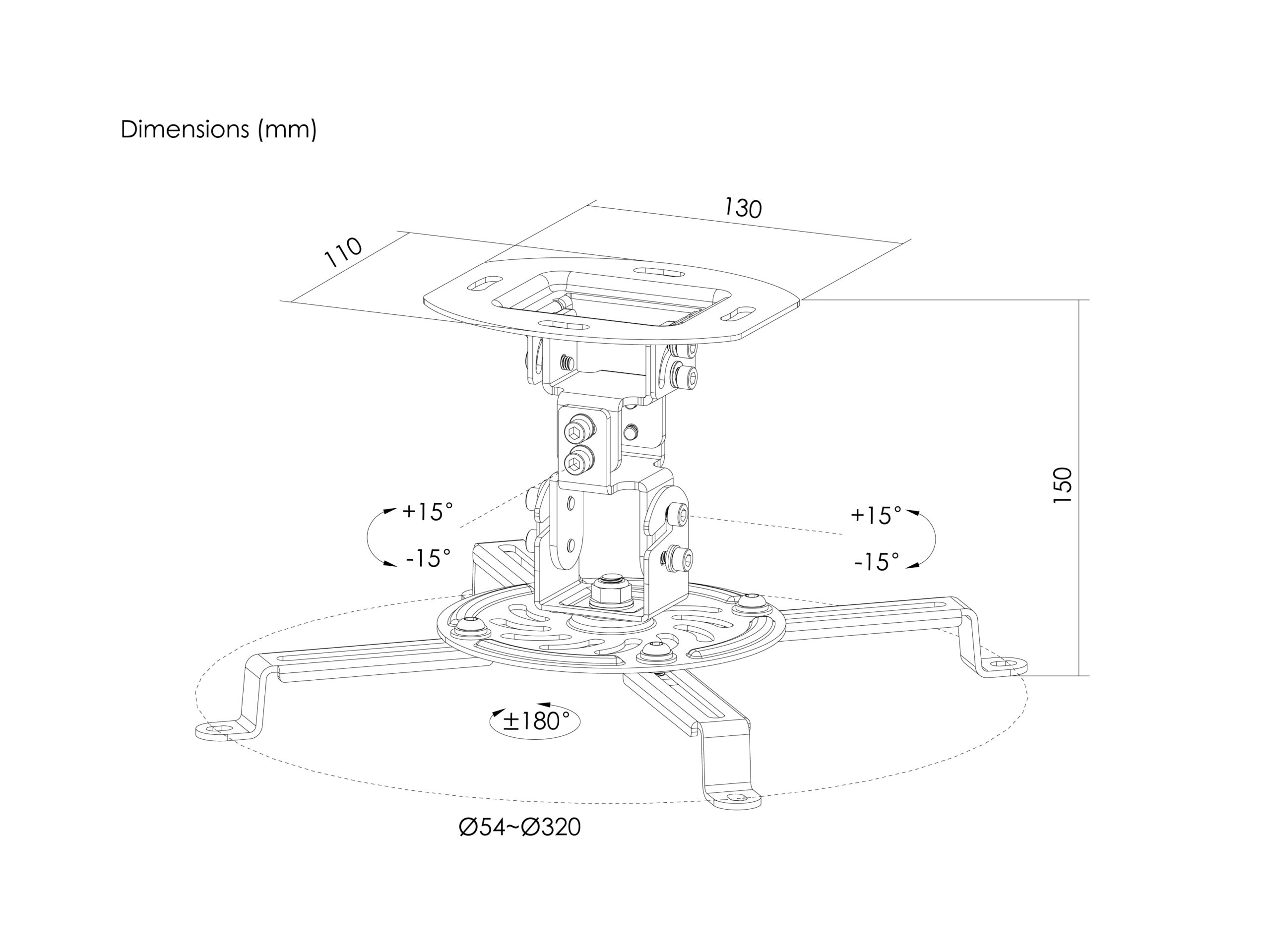Equip 650705 projector beugel Plafond Zwart - Afbeelding 9