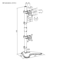Equip 17“-32” Dubbele Verticale Monitorstand - Afbeelding 10