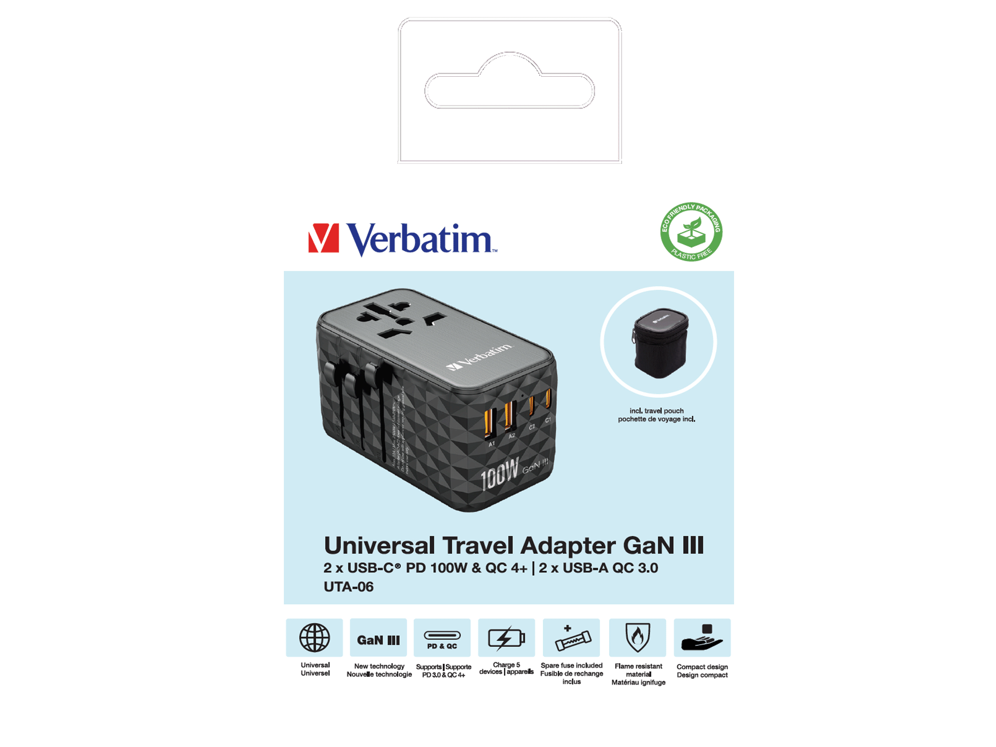Verbatim UTA-06 100W GaN III universele reisadapter Met 2 x USB-C PD & QC 4+ & 2 x USB-A QC 3.0 poorten - Afbeelding 16