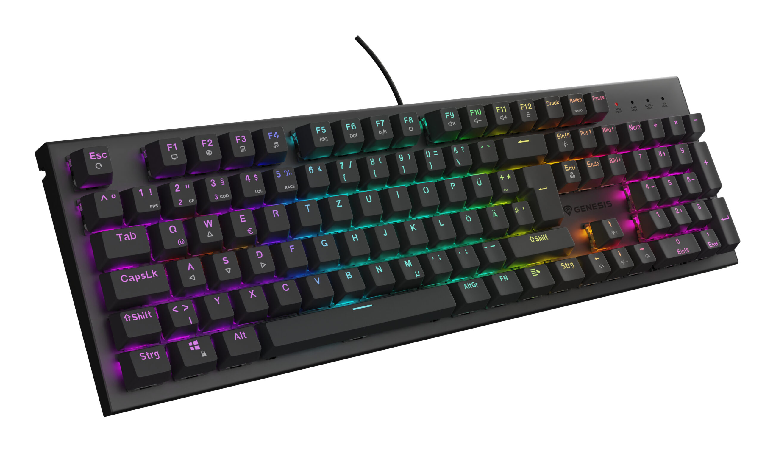 GENESIS Thor 303 toetsenbord Gamen USB QWERTZ Duits Zwart