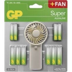 GP Super Alkaline 12 AAA Batterijen + 12 AA Batterijen + gratis ventilator