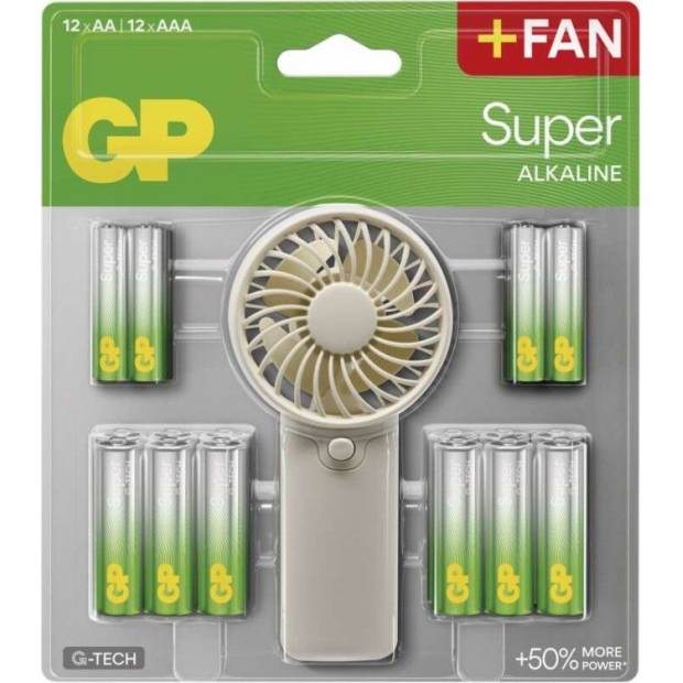 GP Super Alkaline 12 AAA Batterijen + 12 AA Batterijen + gratis ventilator