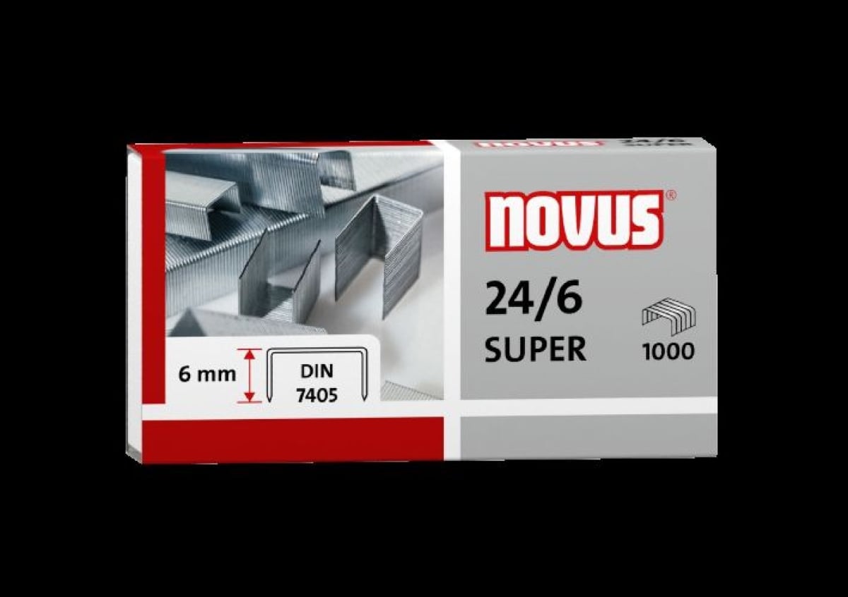 NOVUS Heftklammern 24/6 DIN SUPER 1000er Schenkellänge 6mm