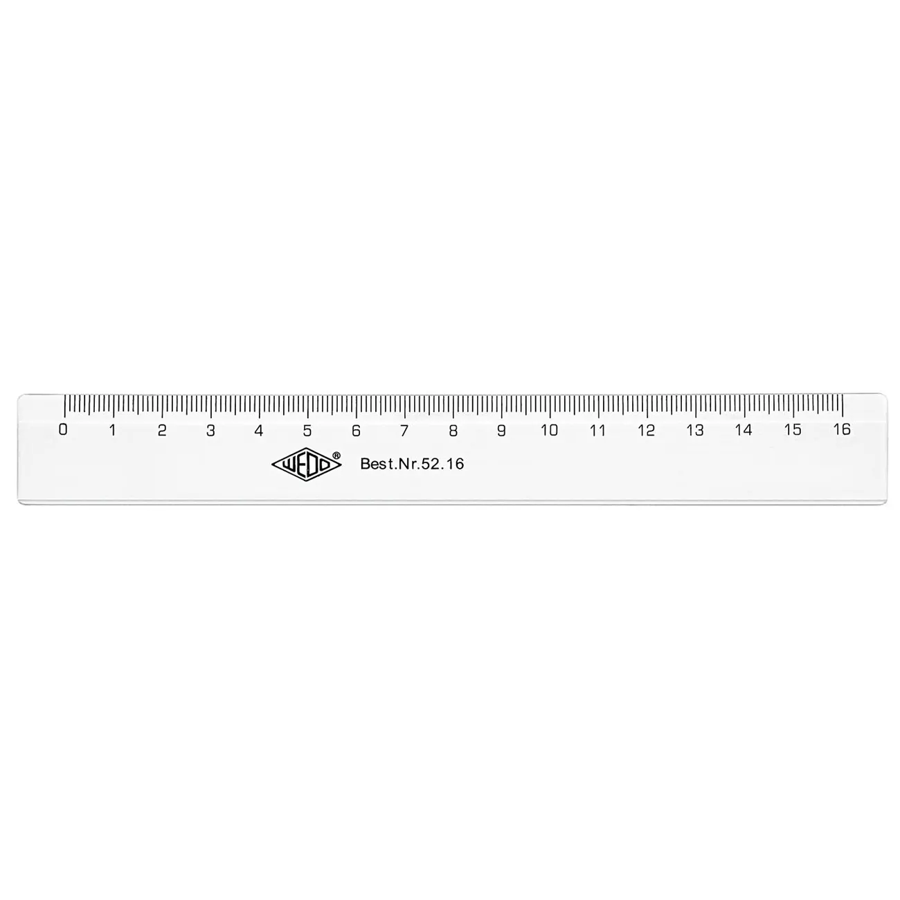 WEDO Lineal 16 cm, Tuschkante, geprägte Zentimeter Kunststof