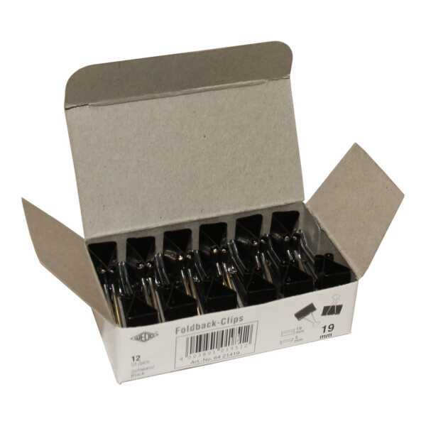 WEDO Klemmer Foldback 19 mm im 12er Karton