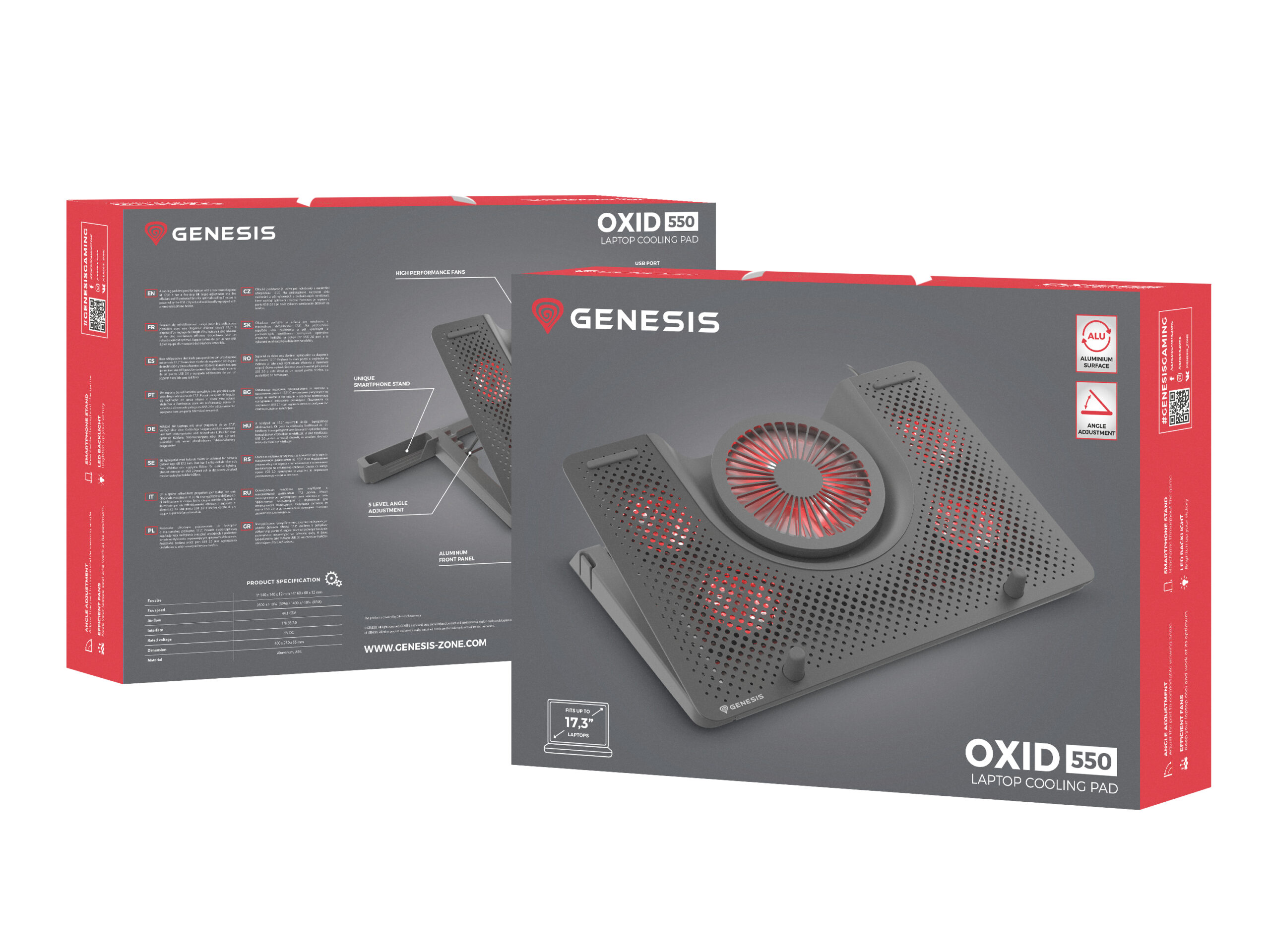 GENESIS Oxid 550 laptop cooling pad 43,9 cm (17.3") 2800 RPM Zwart - Afbeelding 23