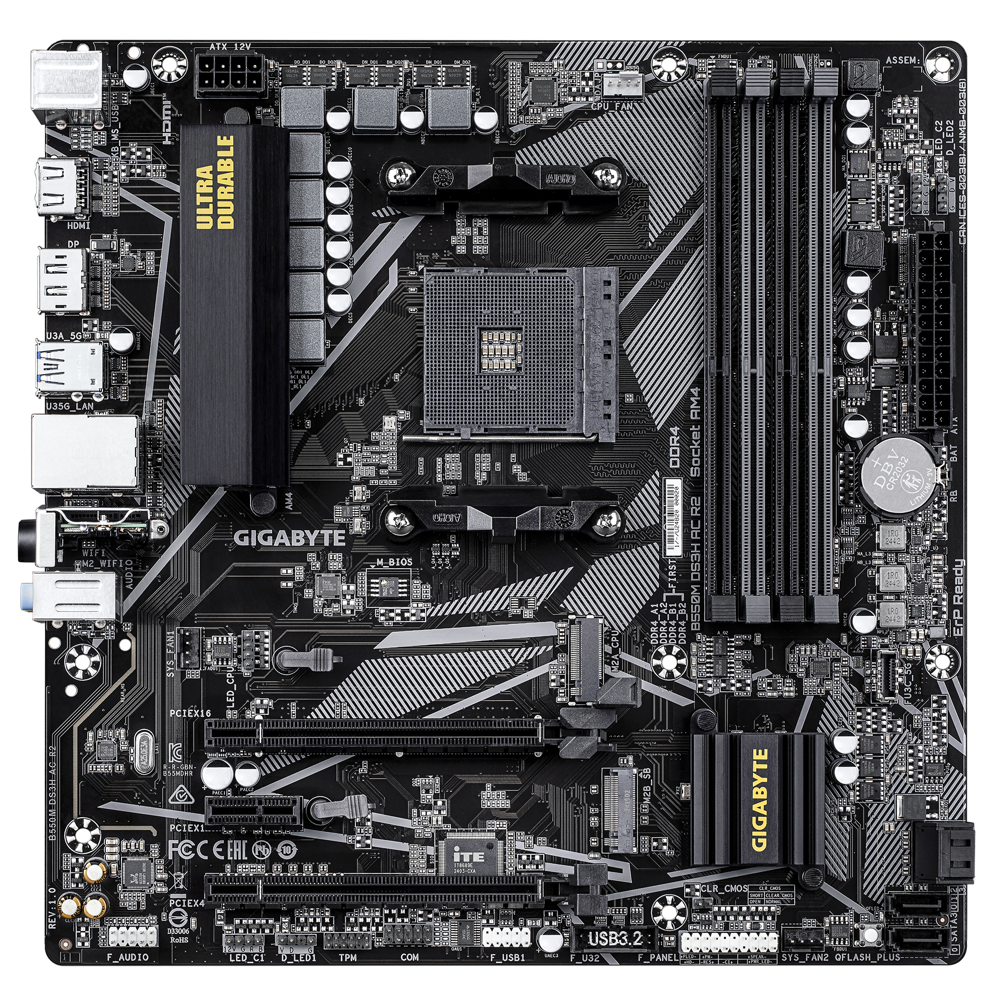GIGABYTE B550M DS3H AC R2 moederbord AMD B550 Socket AM4 micro ATX - Afbeelding 3