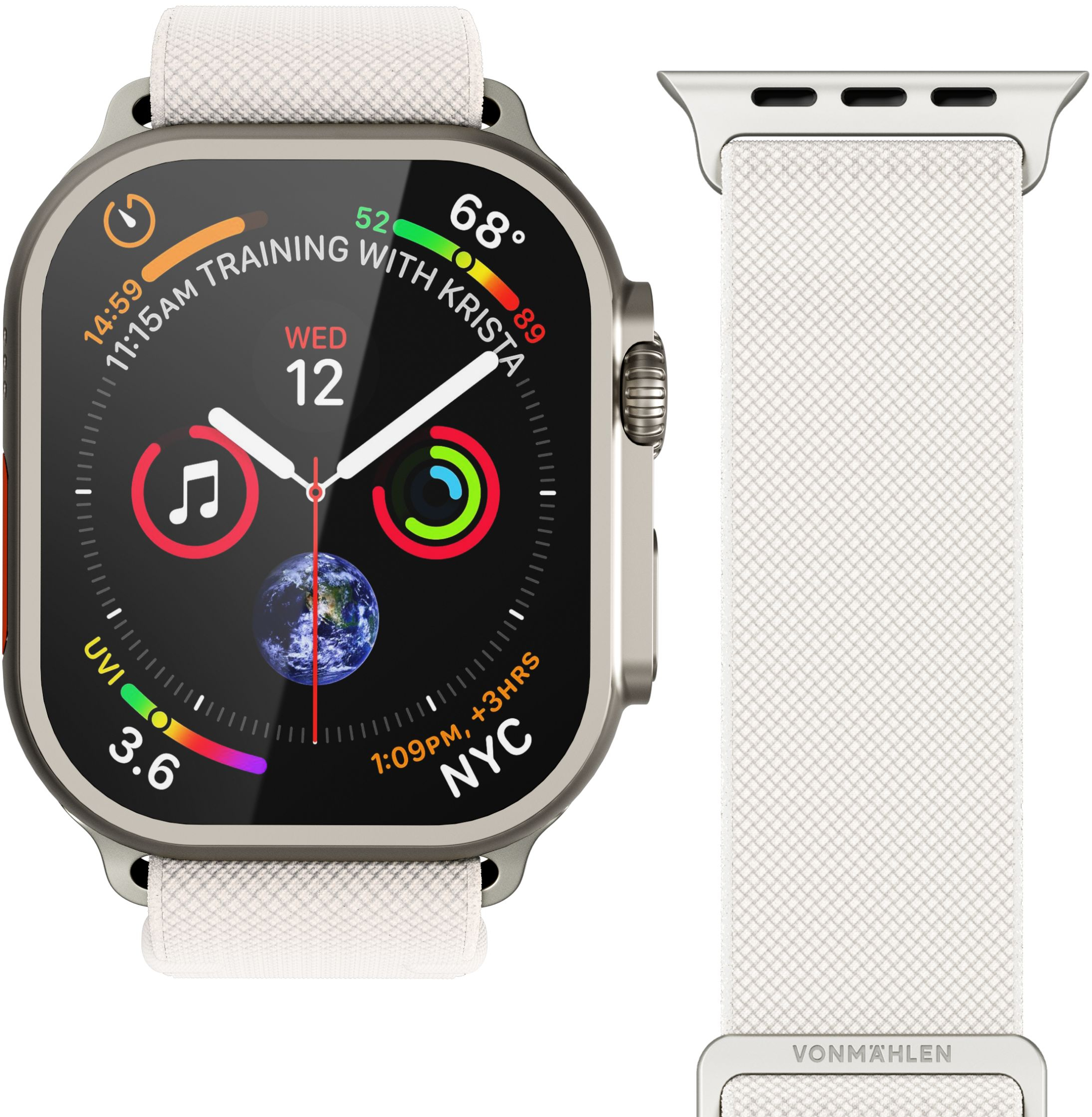 Vonmählen Classic Nylon Loop For Apple Watch 44 - 45 - 46 - 49mm One Size Cream