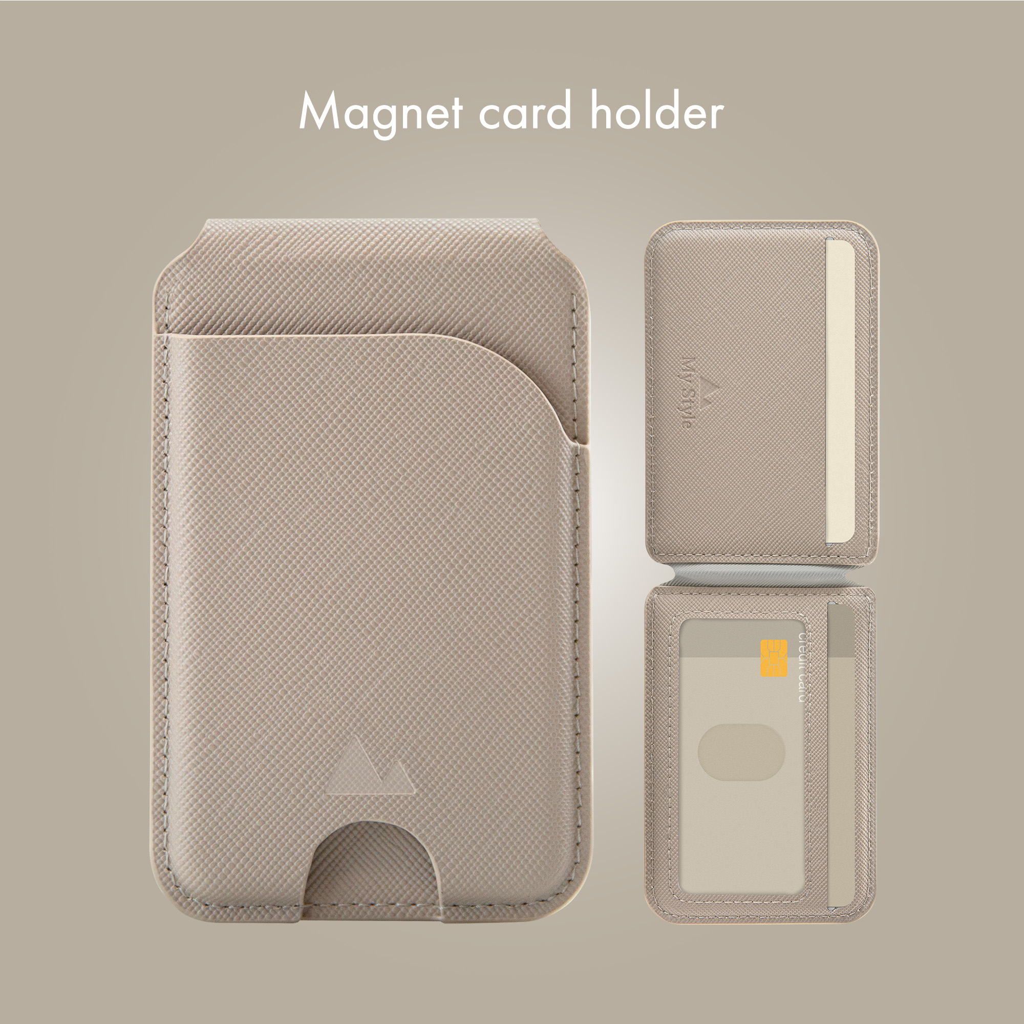 My Style MagSafe Compatible Magnet Card Holder with Stand Function Warm Grey