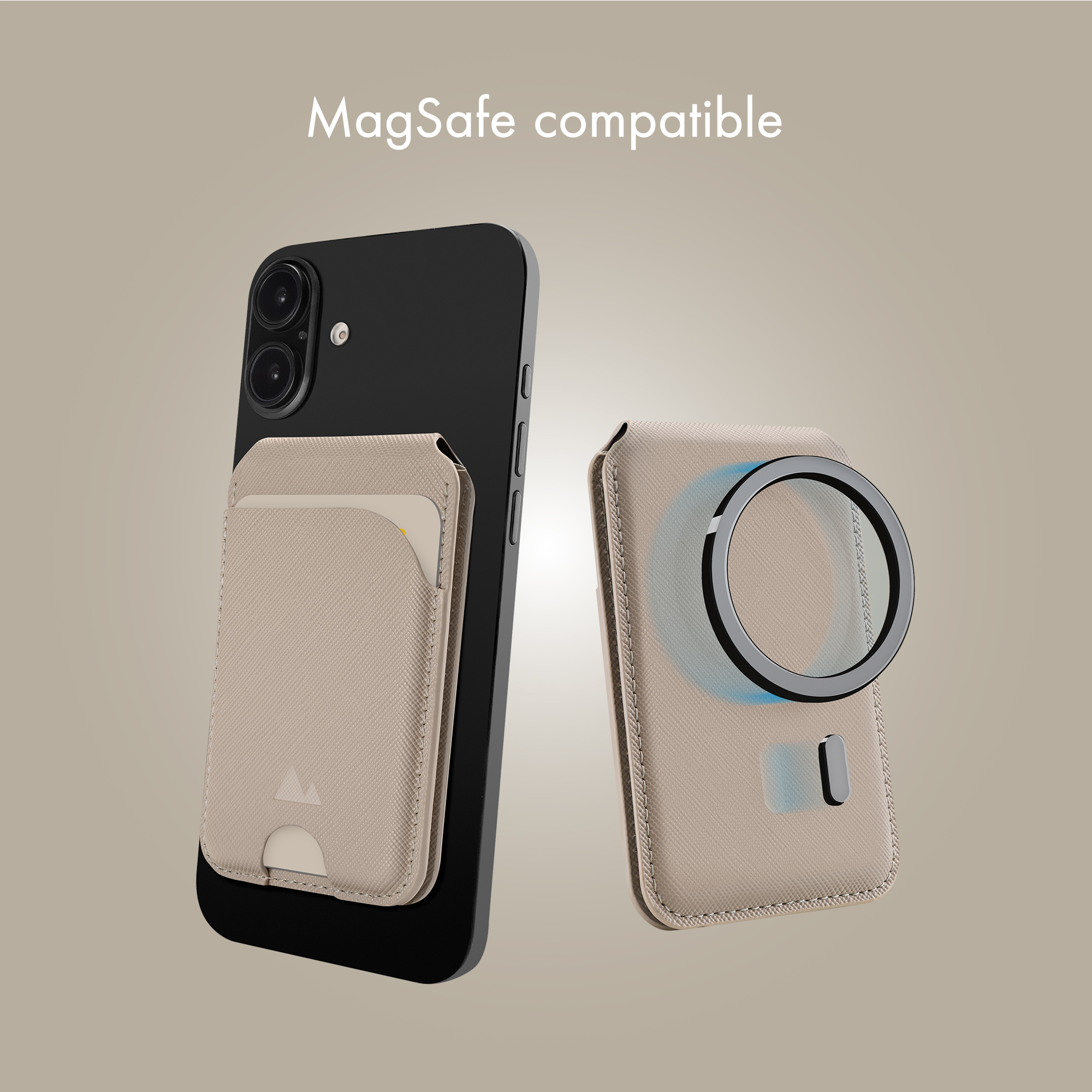 My Style MagSafe Compatible Magnet Card Holder with Stand Function Warm Grey - Afbeelding 2