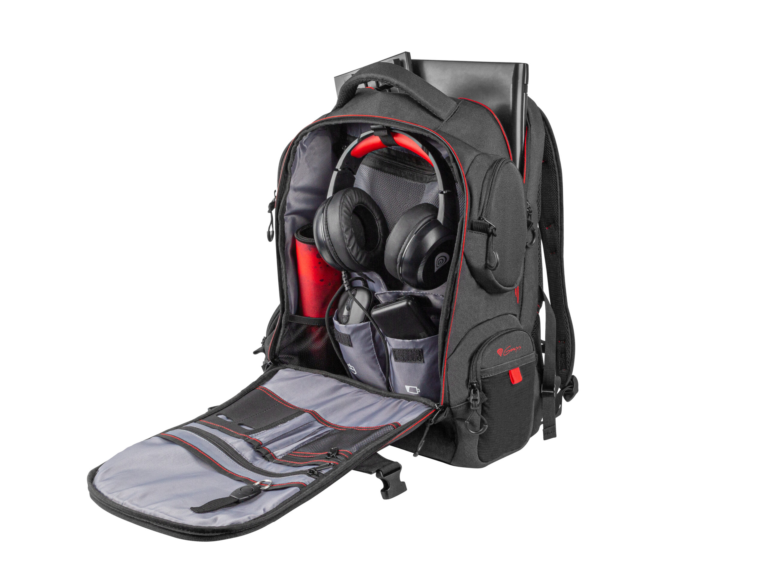 GENESIS Pallad 550 43,9 cm (17.3") Rugzak Zwart, Rood - Afbeelding 3