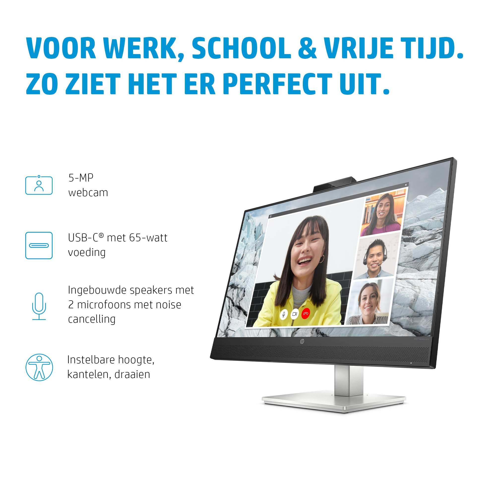 HP E-Series E27m G4 QHD USB-C conferentiemonitor - Afbeelding 16