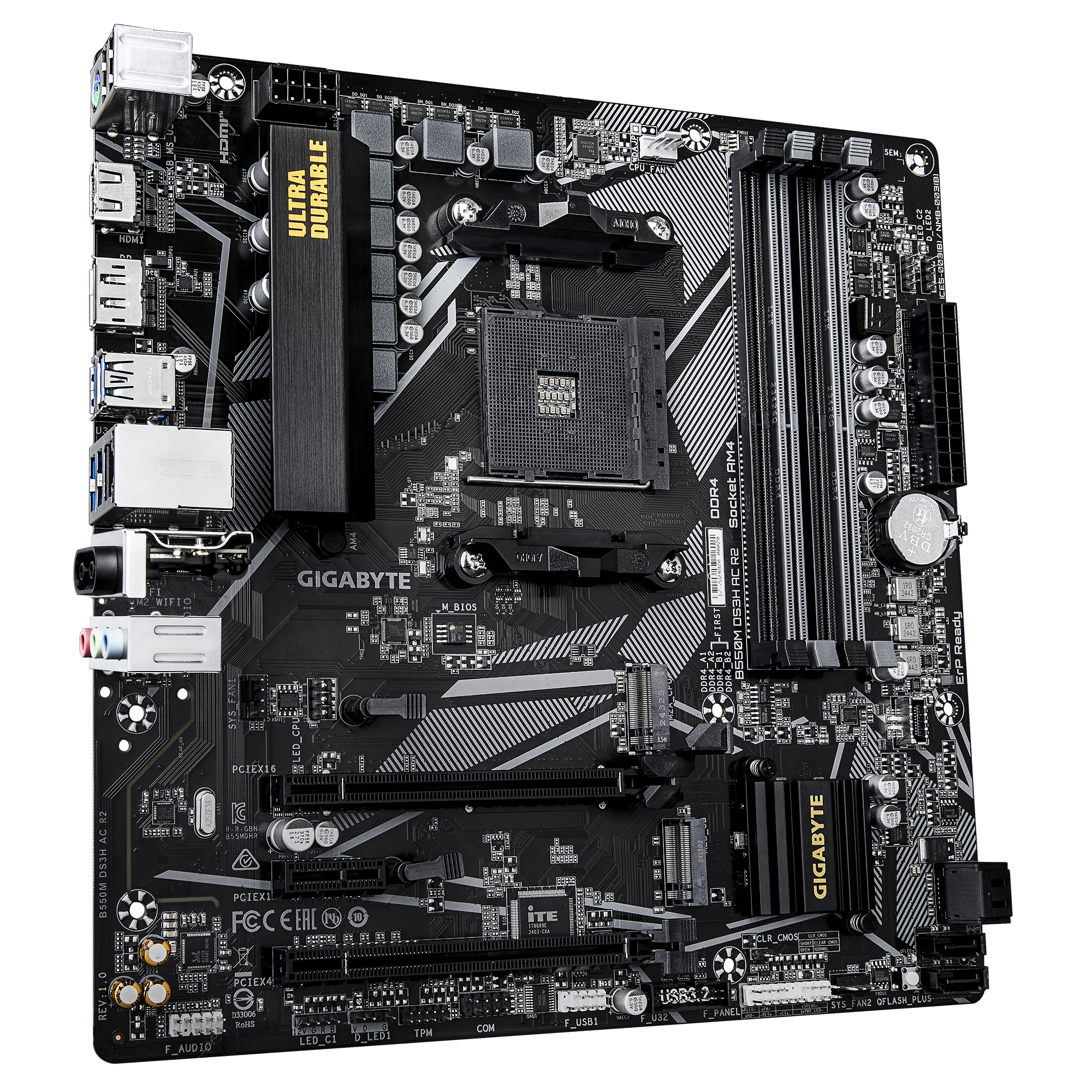 GIGABYTE B550M DS3H AC R2 moederbord AMD B550 Socket AM4 micro ATX - Afbeelding 4