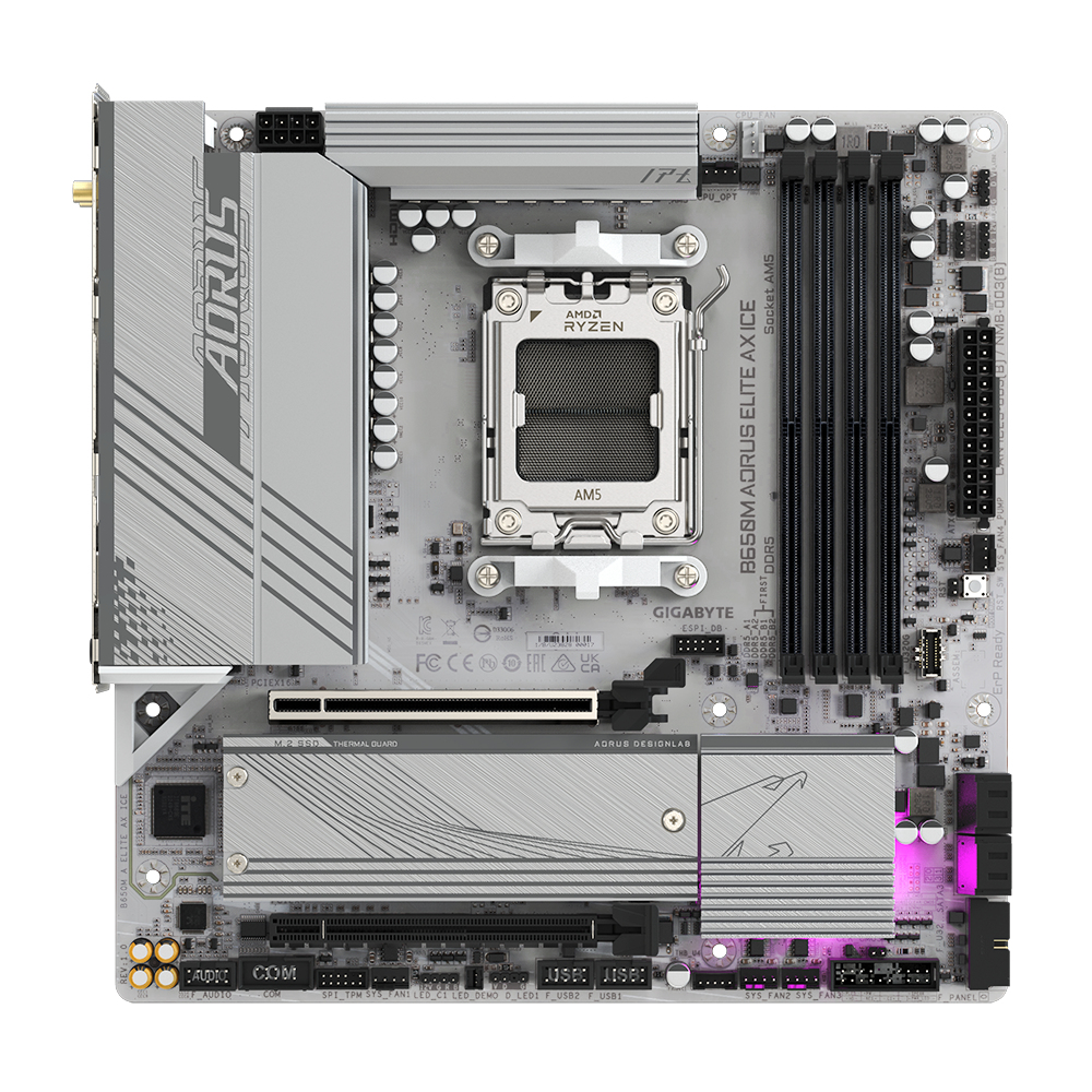 GIGABYTE B650M AORUS ELITE AX ICE moederbord AMD B650 Socket AM5 micro ATX - Afbeelding 3