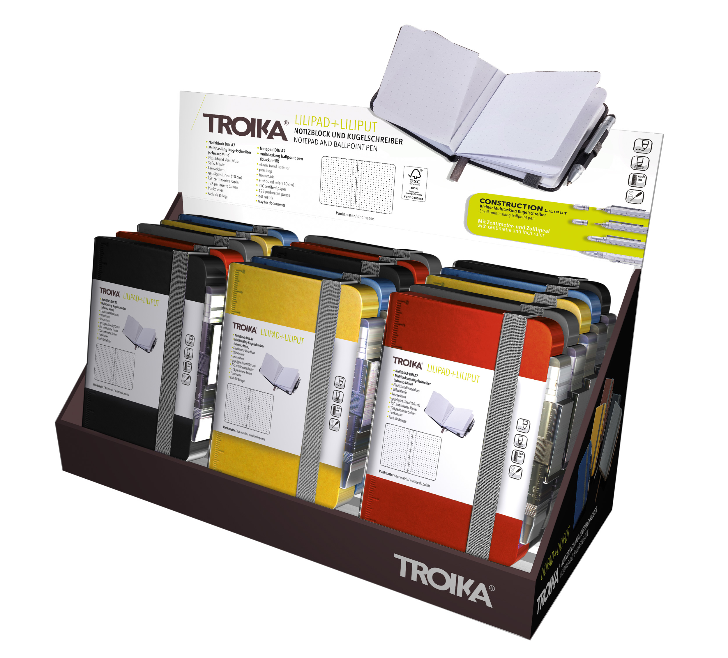 TROIKA Thekendisplay 15xLILIPAD+LILIPUT Notizblöcke