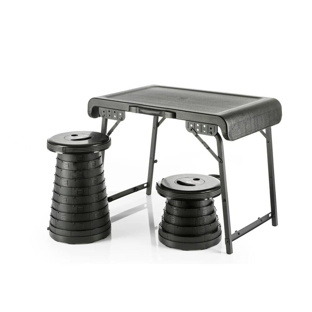 WEDO Camping Set 1 Tisch und 2 Teleskophocker NXT schwarz