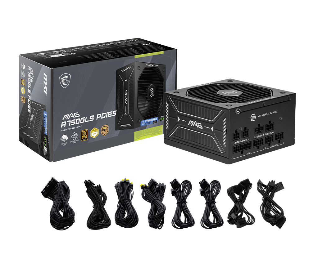 MSI MAG A750GLS PCIE5 power supply unit 750 W 24-pin ATX ATX Zwart - Afbeelding 6