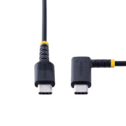 StarTech.com 2m USB-C Laadkabel, Robuuste Haakse Fast Charge & Sync Type C Kabel, 60W (3A) PD, USB 2.0, TPE Mantel en Aramidevezels - Zwarte USB Oplaadkabel - Afbeelding 6