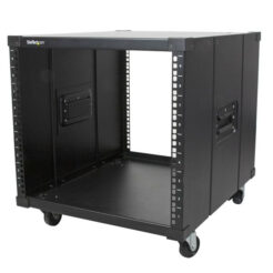 StarTech.com 4-Post 9U Mobiel Open Frame Server Rack, 19" Patchkast met Wielen en 4 Stijlen voor Thuis / Kantoor / Beperkte Ruimtes, Kleine Serverkast voor Computer / AV / Netwerk Apparatuur - TAA Compliant