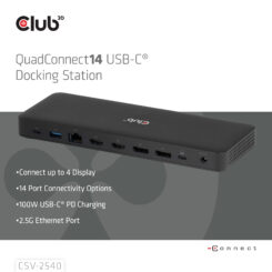 CLUB3D Club 3D 14-in-1 USB-C® Quad Display Dockingstation – 4 Schermen & 100W Snelladen - Afbeelding 8