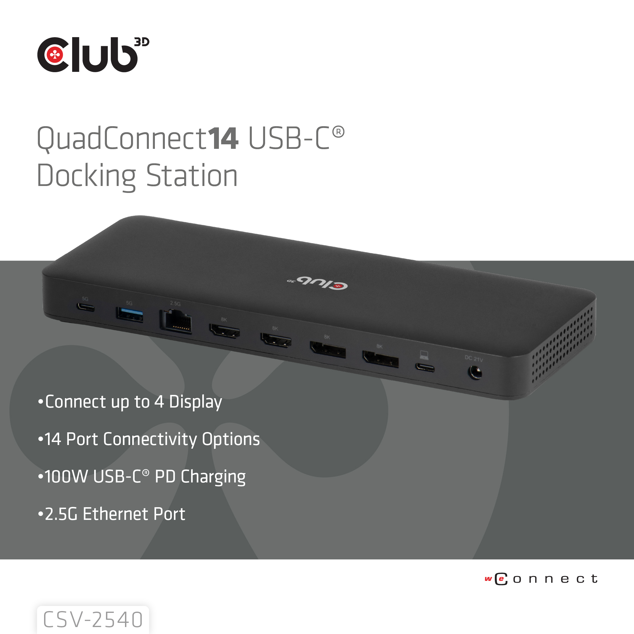 CLUB3D Club 3D 14-in-1 USB-C® Quad Display Dockingstation – 4 Schermen & 100W Snelladen - Afbeelding 8