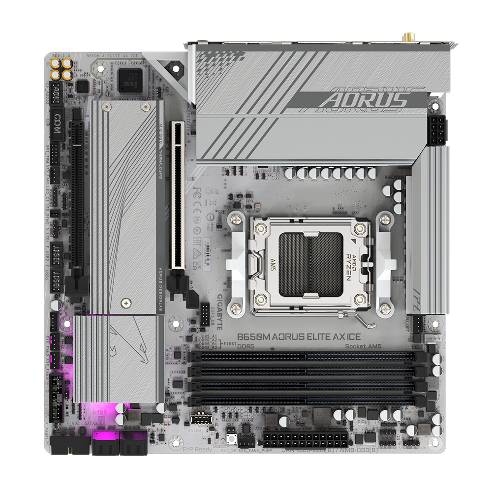 GIGABYTE B650M AORUS ELITE AX ICE moederbord AMD B650 Socket AM5 micro ATX - Afbeelding 6