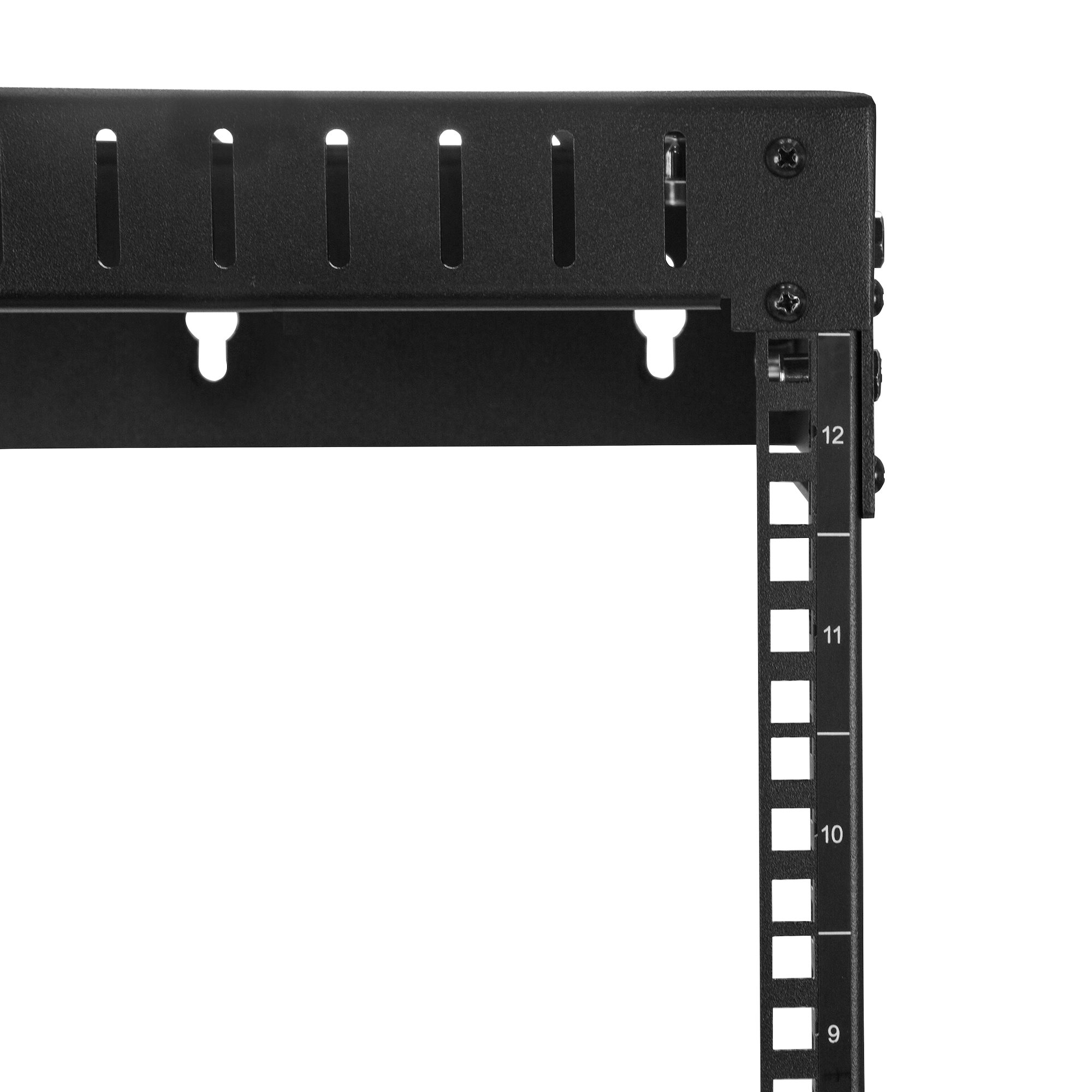StarTech.com 2 Post 12U Heavy-Duty Wandmonteerbare Server Rack, 19" Open Frame Netwerk Rack met Verstelbare Diepte, Data Rack voor IT/AV/Patchpaneel/Computer Apparatuur, Incl Kooimoeren en Schroeven - Afbeelding 4