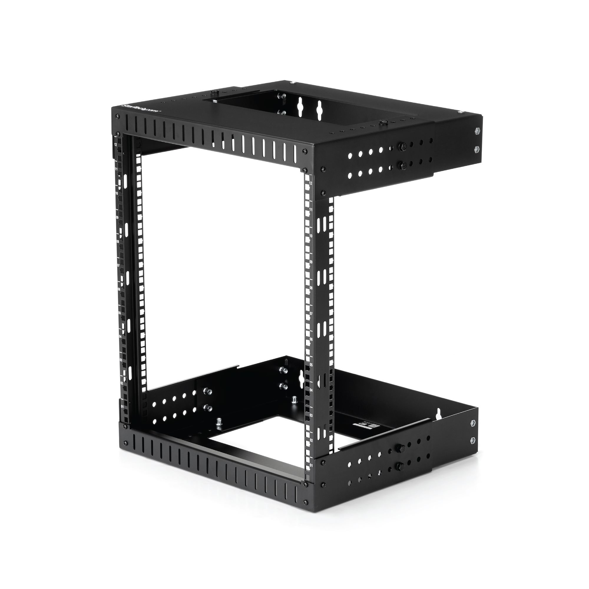 StarTech.com 2 Post 12U Heavy-Duty Wandmonteerbare Server Rack, 19" Open Frame Netwerk Rack met Verstelbare Diepte, Data Rack voor IT/AV/Patchpaneel/Computer Apparatuur, Incl Kooimoeren en Schroeven - Afbeelding 2
