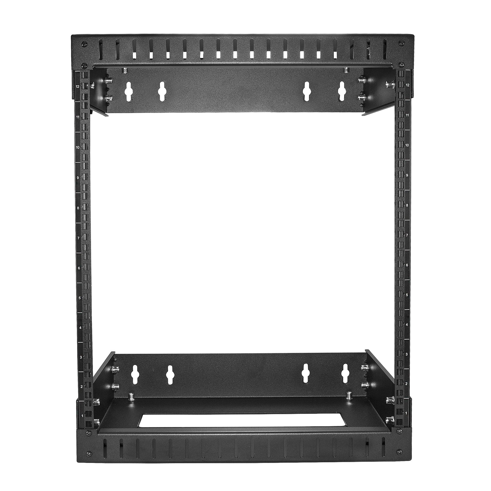 StarTech.com 2 Post 12U Heavy-Duty Wandmonteerbare Server Rack, 19" Open Frame Netwerk Rack met Verstelbare Diepte, Data Rack voor IT/AV/Patchpaneel/Computer Apparatuur, Incl Kooimoeren en Schroeven - Afbeelding 3
