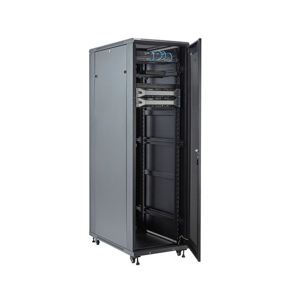 StarTech.com 4 Post 42U Netwerkkast, 19" Patchkast voor Computer/AV/IT Apparatuur, Data Rack met Wielen, Full Size Industriële Serverkast - Afbeelding 4