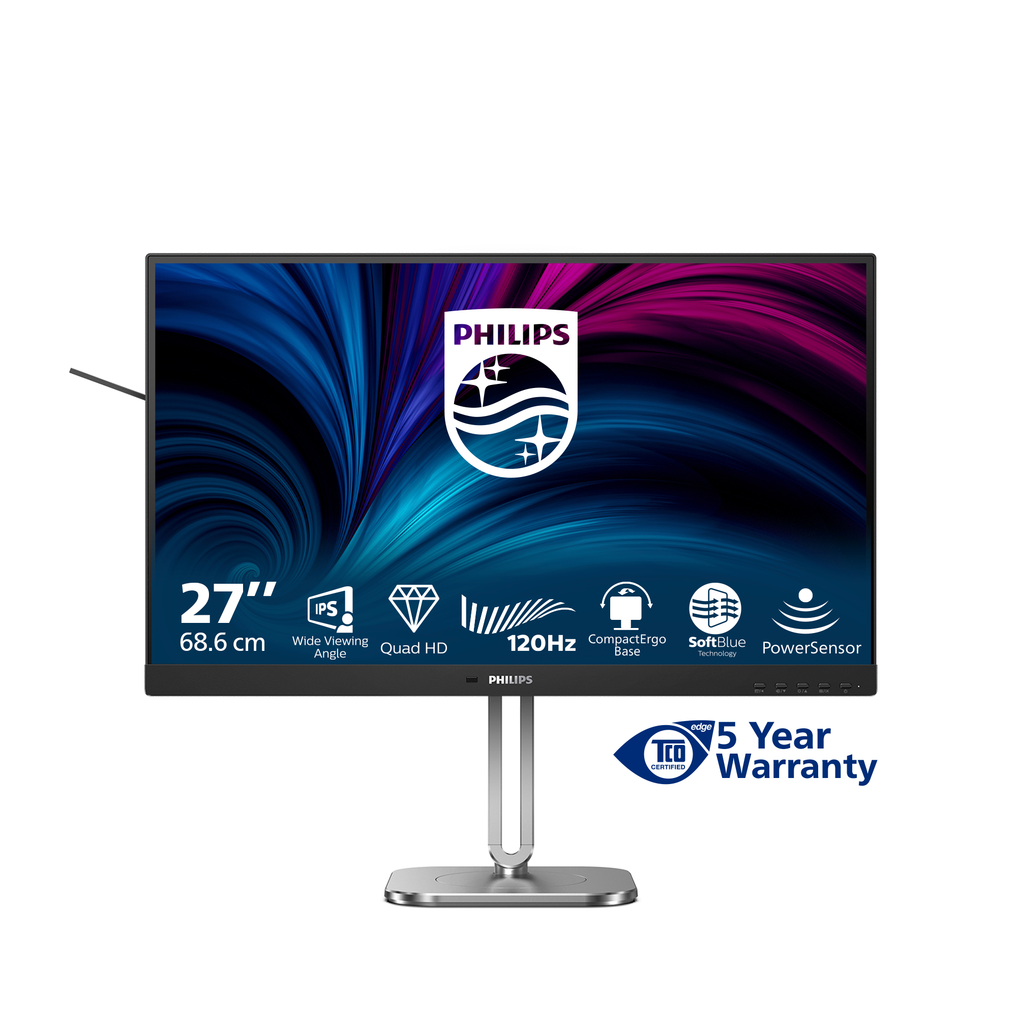 Philips 4000 series 27B2N4500/00 computer monitor 68,6 cm (27") 2560 x 1440 Pixels Quad HD LCD Grijs - Afbeelding 3