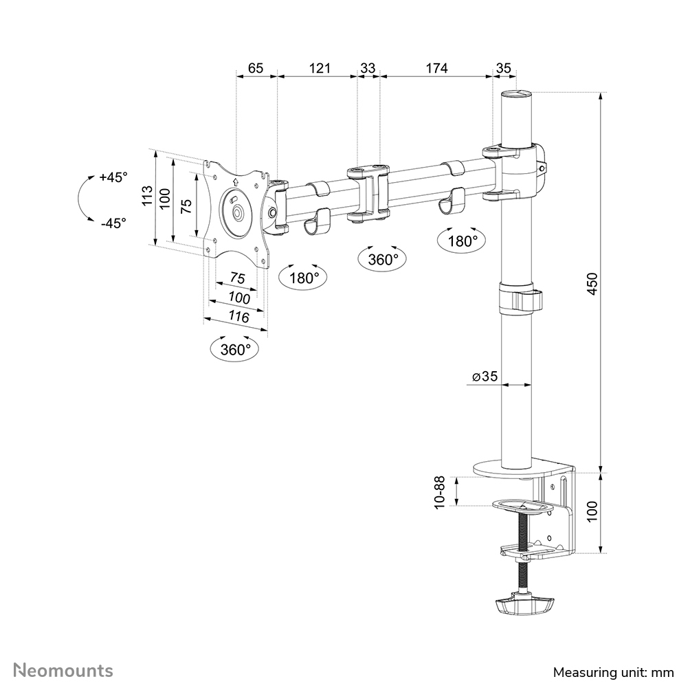 Neomounts NM-D135WHITE Monitorarm 10-30" - Afbeelding 9
