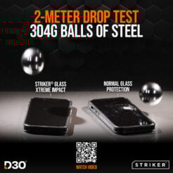 Striker D3O Xtreme Impact Glass Screen Protector - Black Frame - Apple iPhone 16 Pro/17/17 Pro