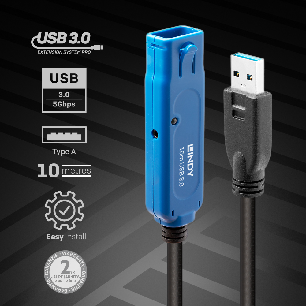 Lindy 43158 USB-kabel USB 3.2 Gen 1 (3.1 Gen 1) 8 m USB A 5 Gbit/s Zwart - Afbeelding 3