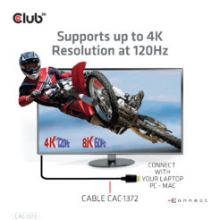 CLUB3D Ultra High Speed HDMI 4K120Hz, 144Hz Certified Cable 48Gbps M/M 2 m / 6.56 ft - Afbeelding 12