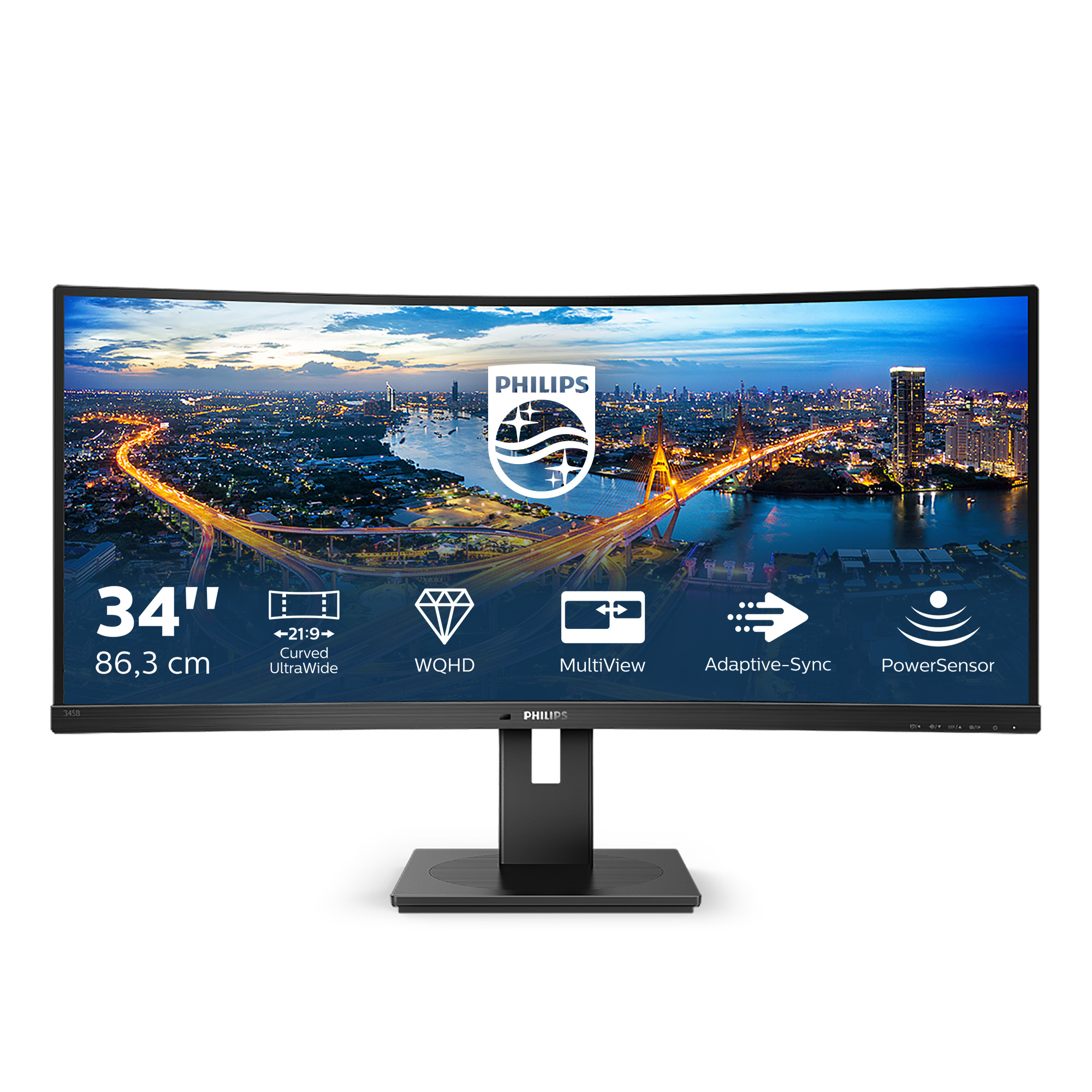 Philips B Line 345B1C/00 computer monitor 86,4 cm (34") 3440 x 1440 Pixels Quad HD LCD Zwart