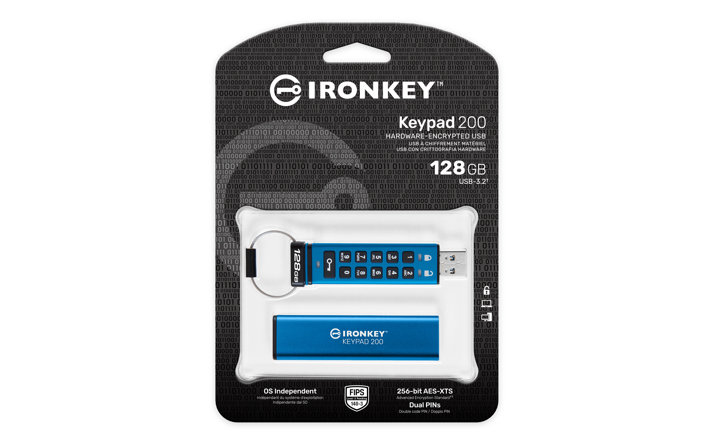Kingston Technology IronKey 128GB Keypad 200, FIPS 140-3 Lvl 3 (aangevraagd) AES-256 versleuteld - Afbeelding 4