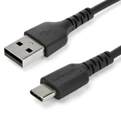 StarTech.com 2m USB-A naar USB-C Laadkabel, Robuuste Fast Charge & Sync Kabel, 3A, USB 2.0, TPE Mantel en Aramidevezels - Zwarte USB Oplaadkabel - Afbeelding 2