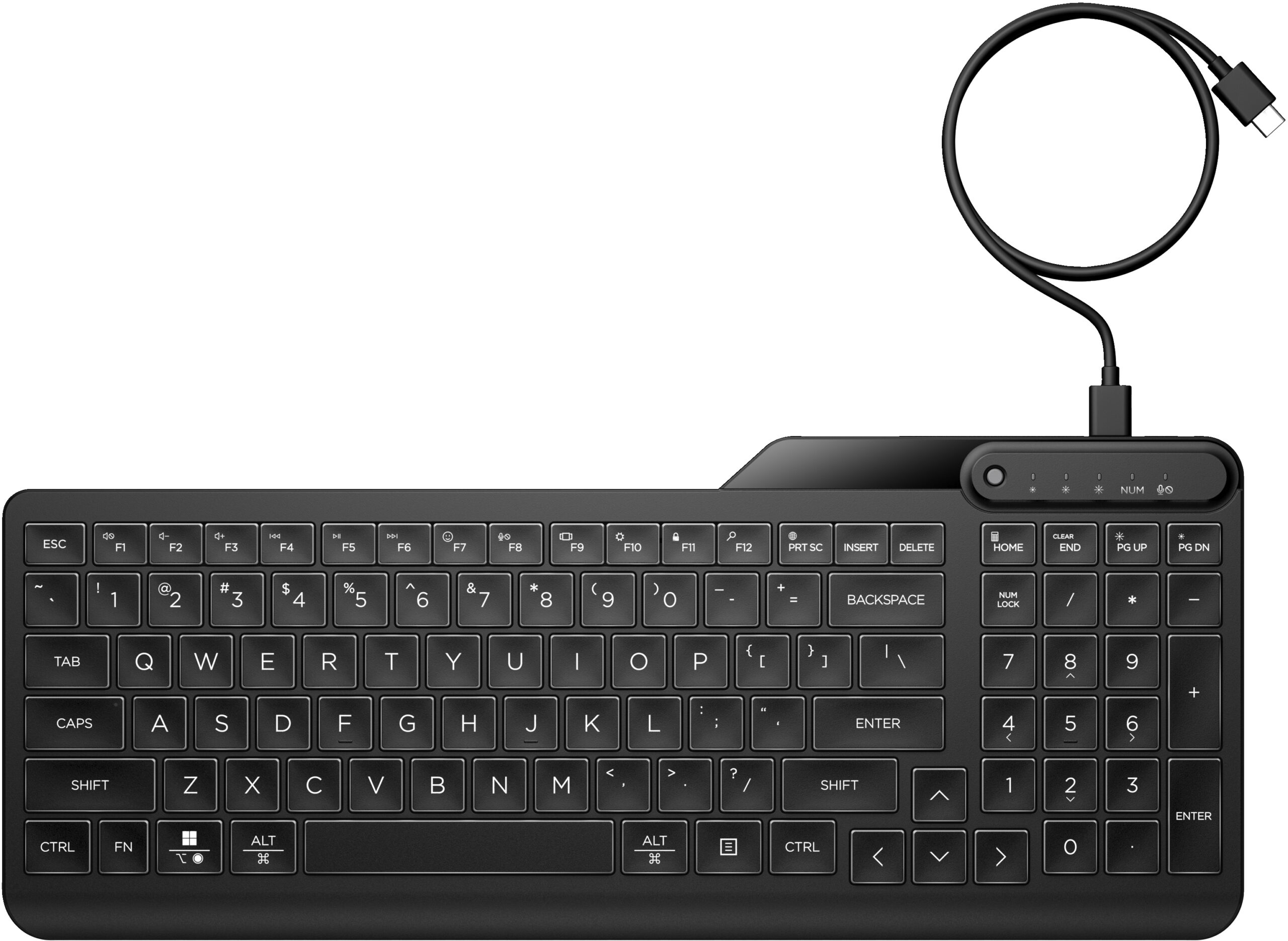 HP 405 backlit toetsenbord met kabel voor meerdere apparaten - Afbeelding 2